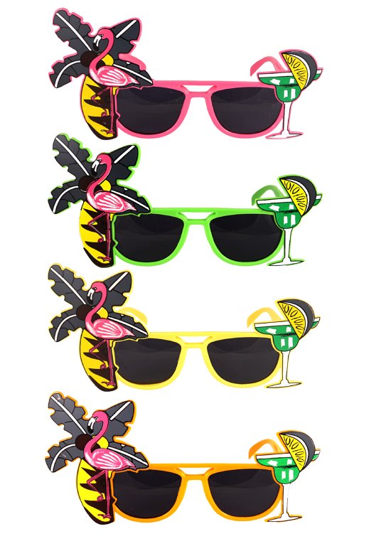 Neon Flamingo Glasses with Dark Lenses (Adult) 4 Assorted Colours
