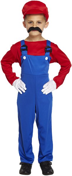 Children's Red Super Workman Costume (Large / 10-12 Years)