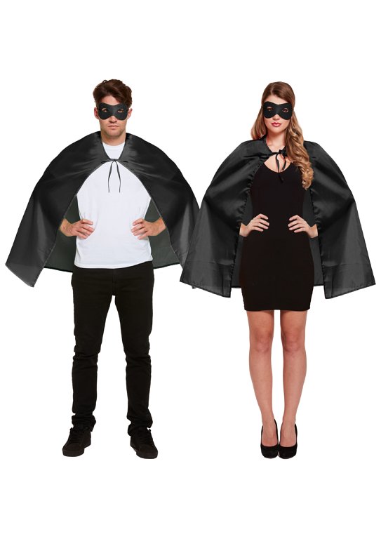 Black Superhero Costume Set (One Size) Adult Fancy Dress