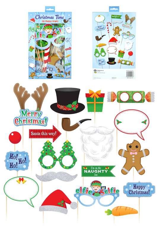 Christmas Photo Props (20 Pieces) Assorted Designs