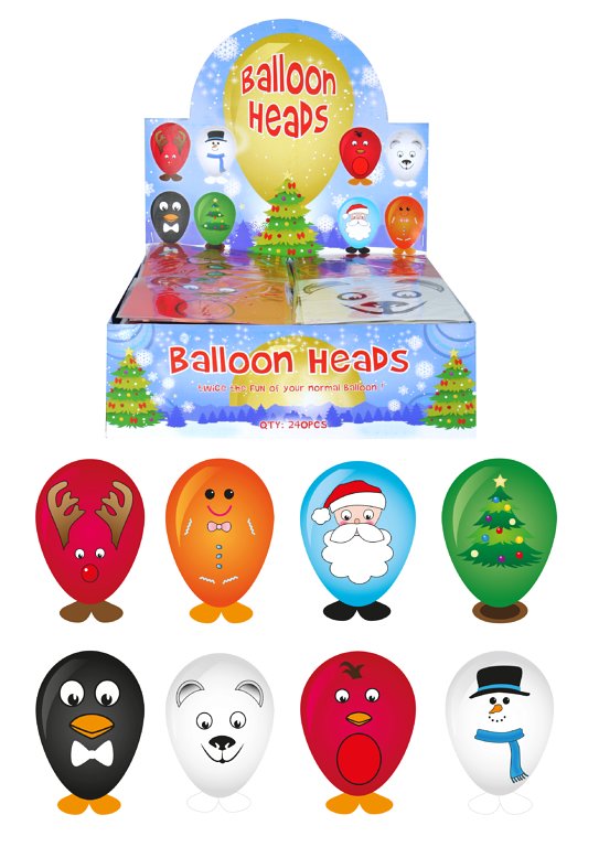 Christmas Balloon Heads (8 Assorted Designs)