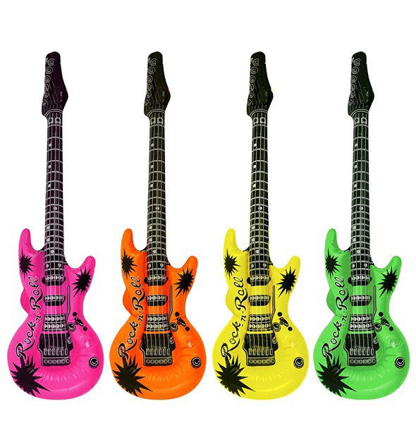 Inflatable Neon Guitars in 4 Assorted Colours (55cm)