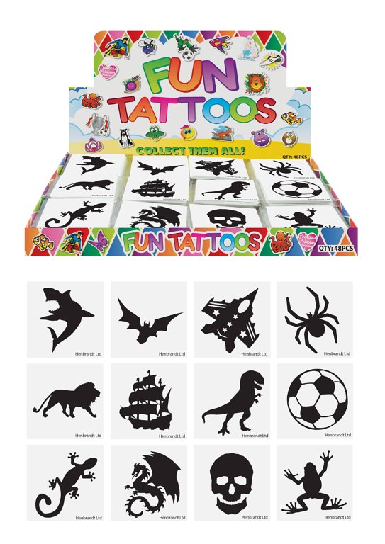 Mini Boys Temporary Tattoos (4cm) 12 Piece Packs