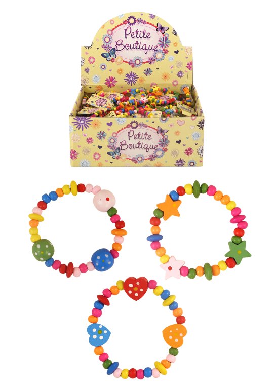 Multicoloured Wooden Bead Bracelets (3 Assorted Designs)
