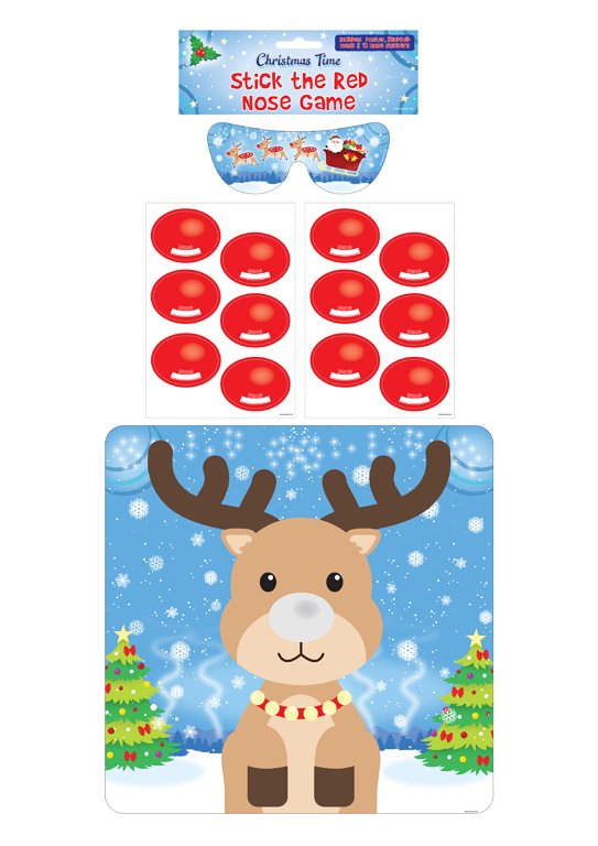 'Stick the Red Nose on the Reindeer' Christmas Game (14pcs)