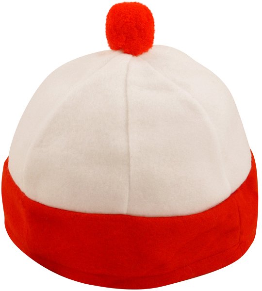 Adult's Red and White Bobble Hat