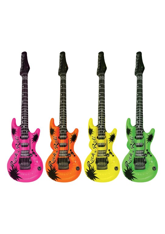 Inflatable Neon Guitars in 4 Assorted Colours (95cm)