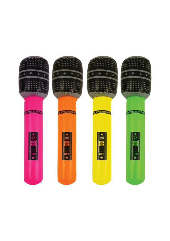 Inflatable Microphone 4 Assorted Neon Colours (25cm)