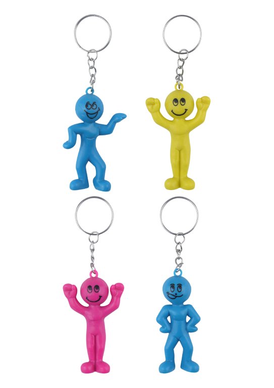 Colourful Smiling People Keychains (5.5cm) Assorted Colours and Designs