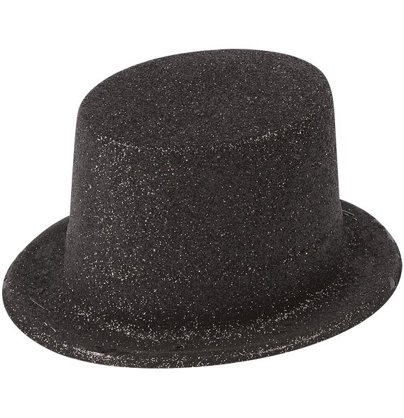 Black Glitter Top Hat (Adult)