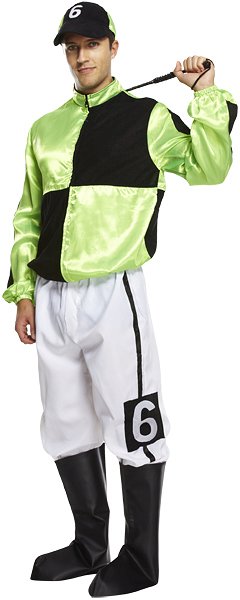 Green and Black Jockey (One Size) Adult Fancy Dress Costume