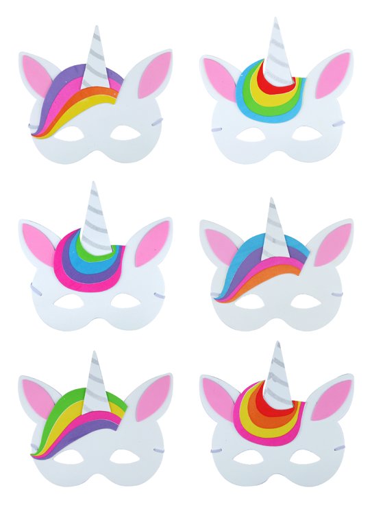 EVA Unicorn Masks (6 Assorted Designs)