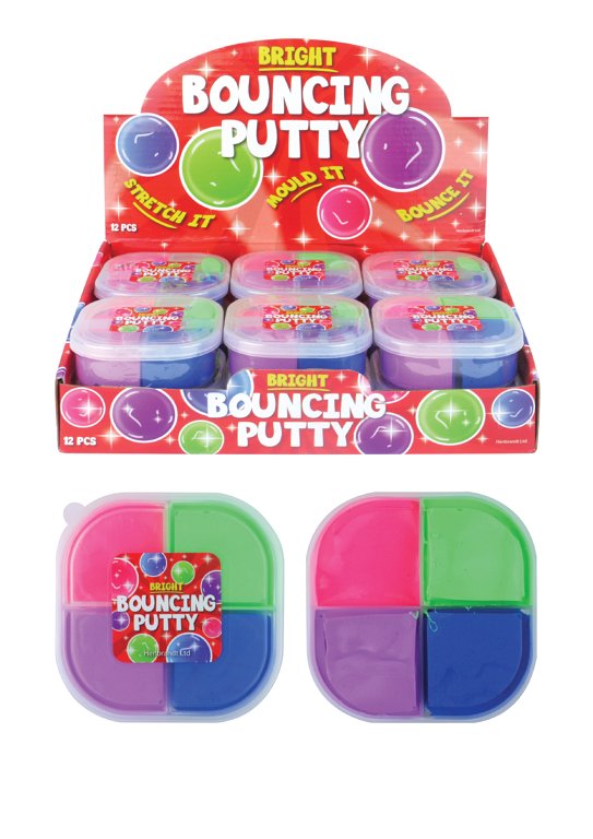 4 Colour Bouncing Putty Tubs - 8.5cm x 3.3cm (60g)