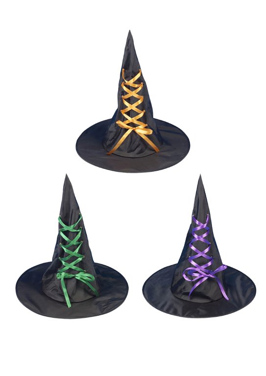 Witch's Hat with Ribbon (3 Assorted Colours)