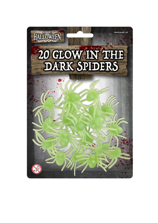 Glow in the Dark Spiders (5cm) 20pc Packs