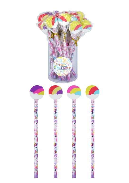 Unicorn Pencils with Eraser Toppers (4 Assorted Colours)