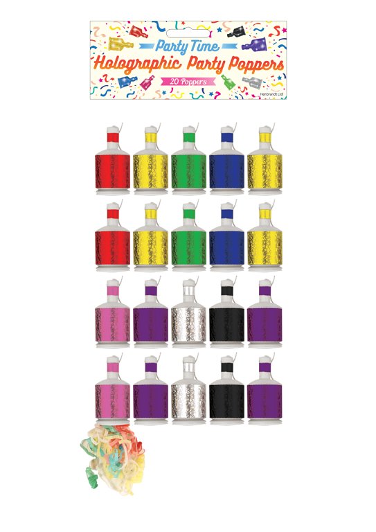 Holographic Party Poppers (8 Assorted Colours)