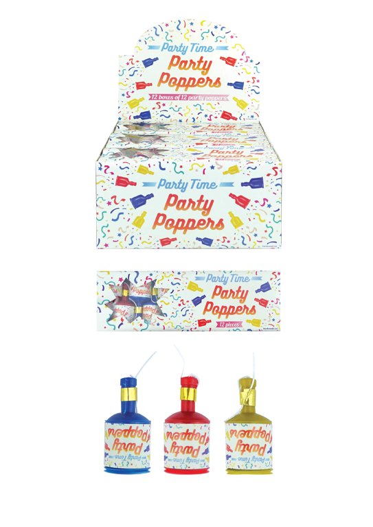 Party Time Party Poppers (3 Assorted Colours)