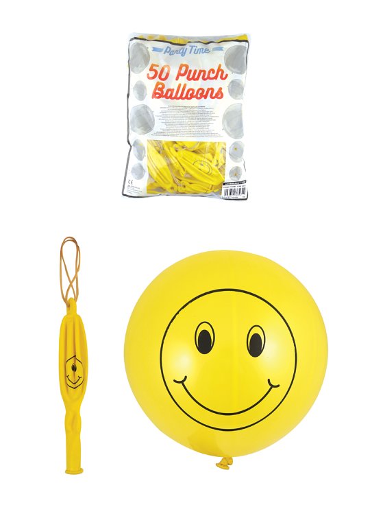 Yellow Punch Balloons with Printed Smiling Faces