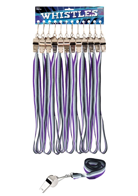 Metal Whistle with Asexual Pride Colour Cord (5.5cm)