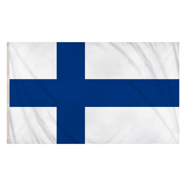 Finland Flag (5ft x 3ft) Polyester, double stitched seam, metal eyelets