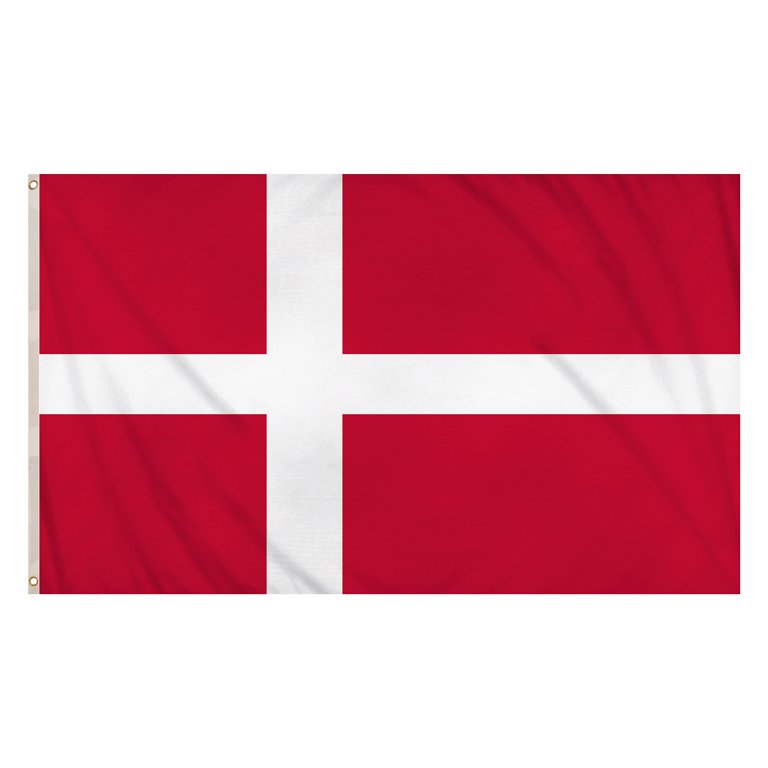 Denmark Flag (5ft x 3ft) Polyester, double stitched seam, metal eyelets