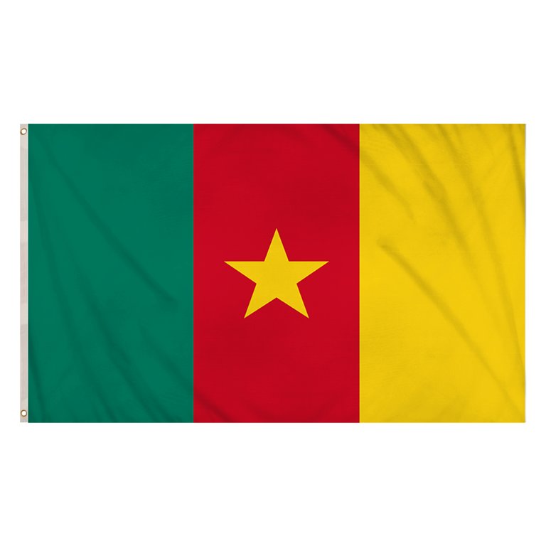 Cameroon Flag (5ft x 3ft) Polyester, double stitched seam, metal eyelets