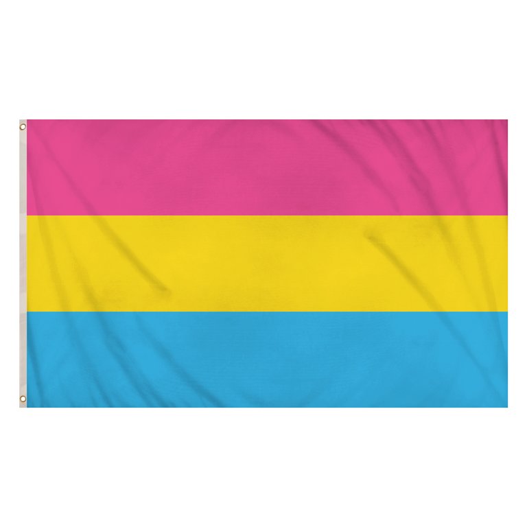 Pansexual Pride LGBTQ+ Flag (5ft x 3ft) Polyester, Double-Stitched Seam, Metal Eyelets