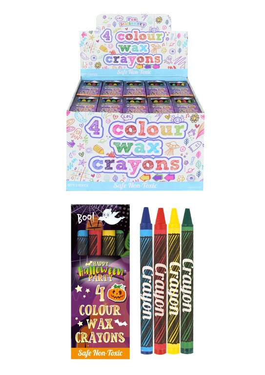 Mini Halloween Wax Crayon Packs (4pcs) Party Favours and Prizes