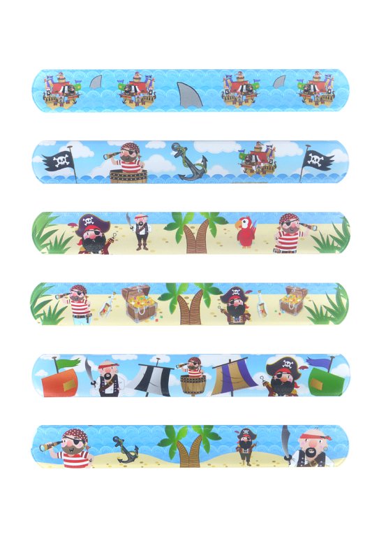 Pirate Snap Bracelets with Print (6 Assorted Designs)