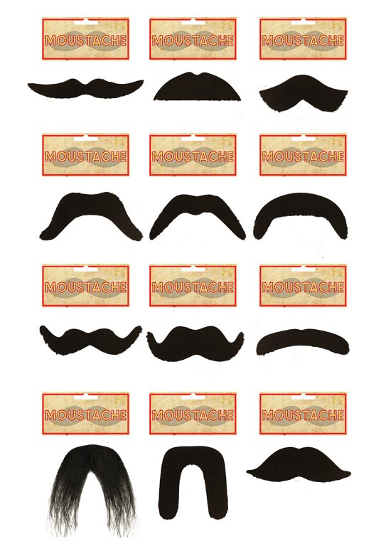 Moustaches Pack (12 Assorted Designs)