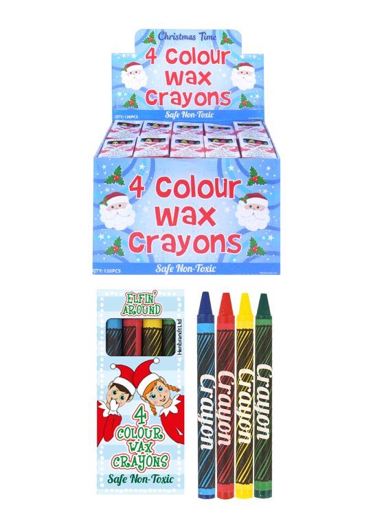 Mini Elfin Around Christmas Wax Crayon Packs (4pcs)