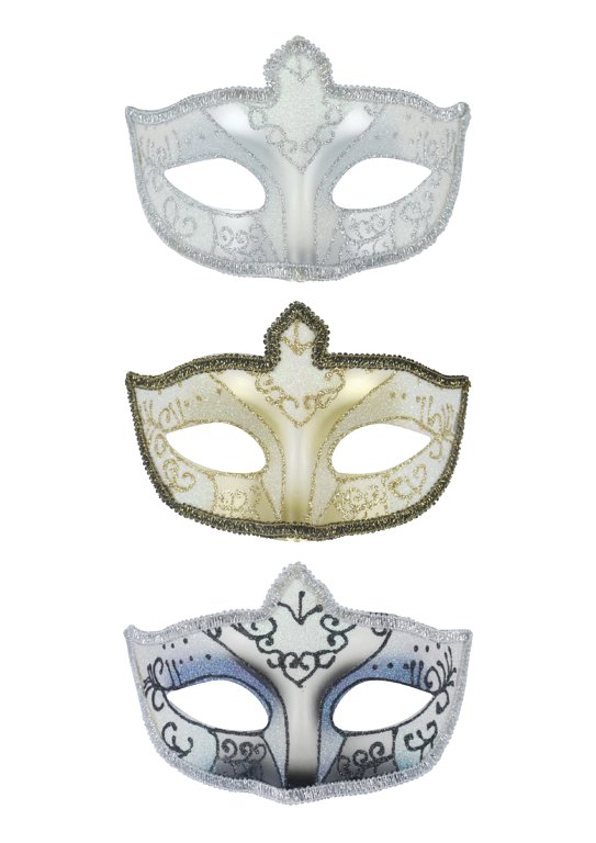 Eye Masks with Glitter Trim (3 Assorted Colours)