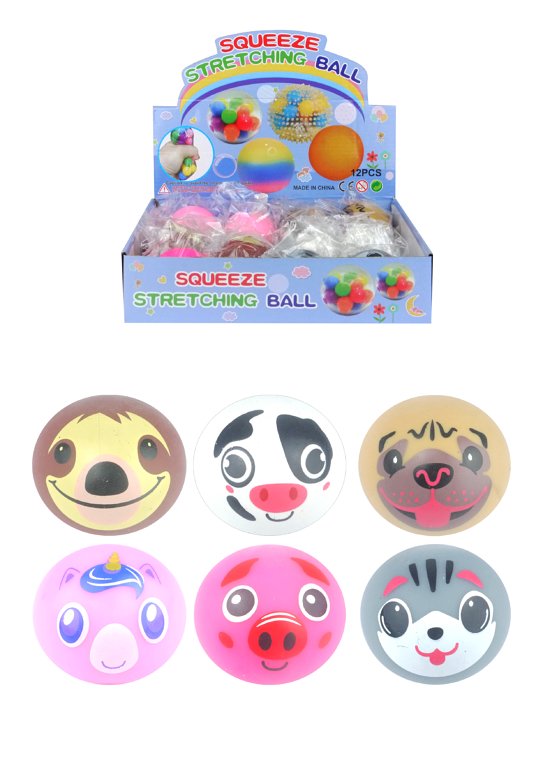 Animal Face Squeeze Balls (6cm) 6 Assorted Designs
