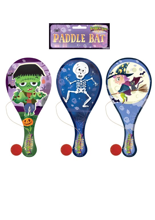 Wooden Halloween Paddle Bat and Ball Games (22cm) 3 Assorted Designs