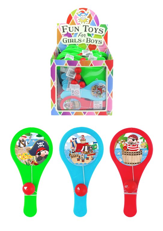 Pirate Mini Paddle Bat and Ball Games (12cm) 3 Assorted Designs
