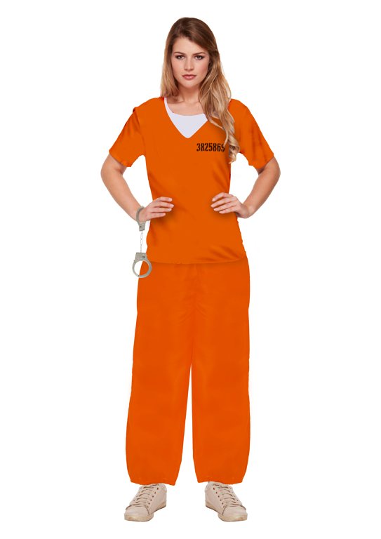 Women's Orange Prisoner Costume (One Size) Adult Fancy Dress Costume