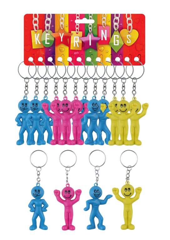 Colourful Smiling People Keychains (5.5cm) Assorted Colours and Designs