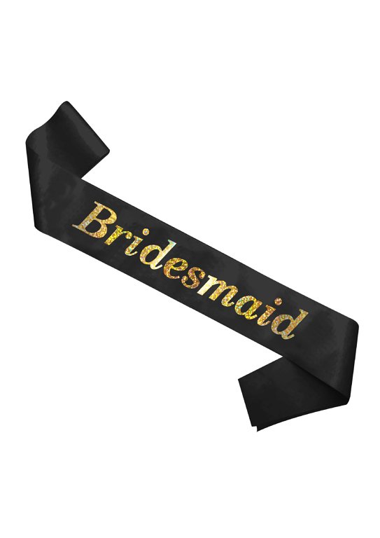 Bridesmaid Hen Party Sash (Black with Holographic Text)