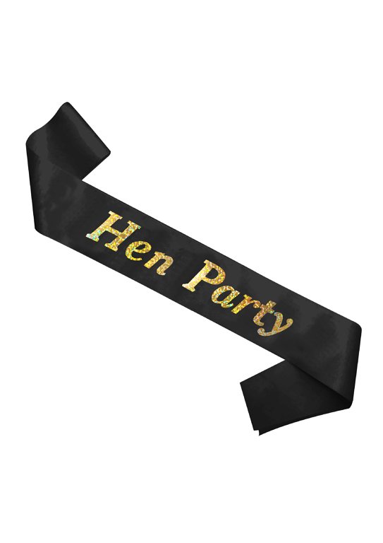 Hen Party Sash (Black with Holographic Text)