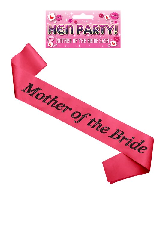 Mother of the Bride Hen Party Sash (Hot Pink with Black Text)