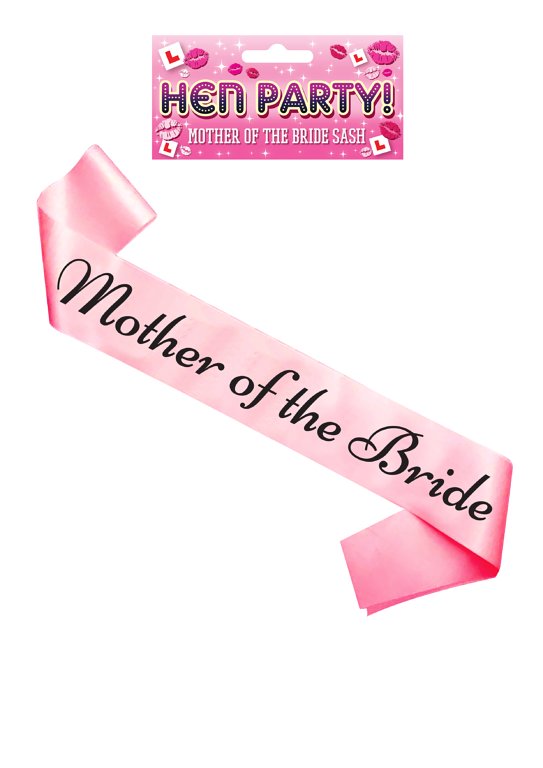 Mother of the Bride Hen Party Sash (Pink with Black Text)