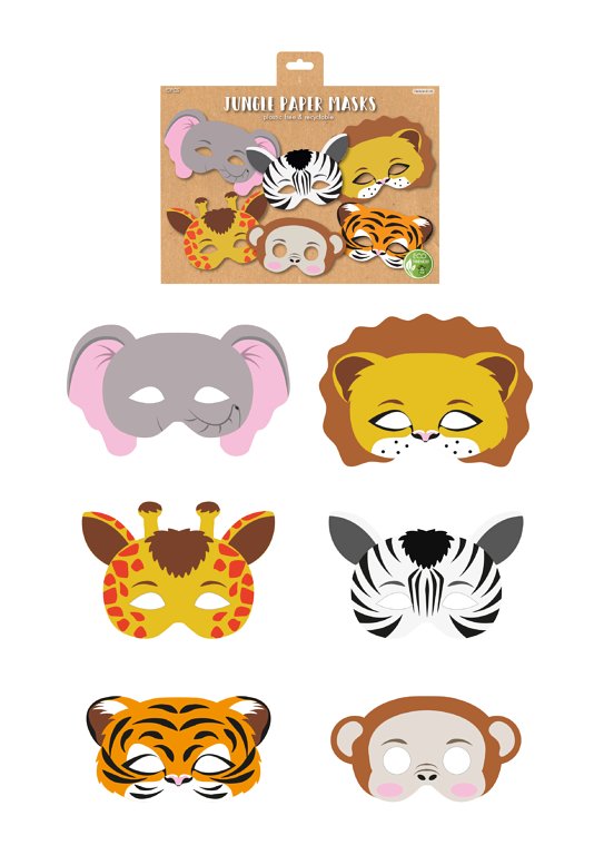 Jungle Animal Paper Masks (6 Assorted Designs)