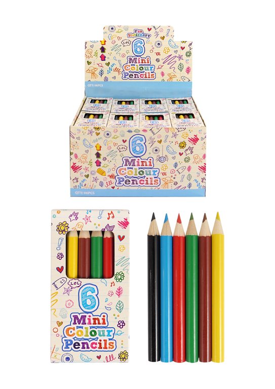 Mini Colouring Pencils (6pc Packs) 6 Assorted Colours