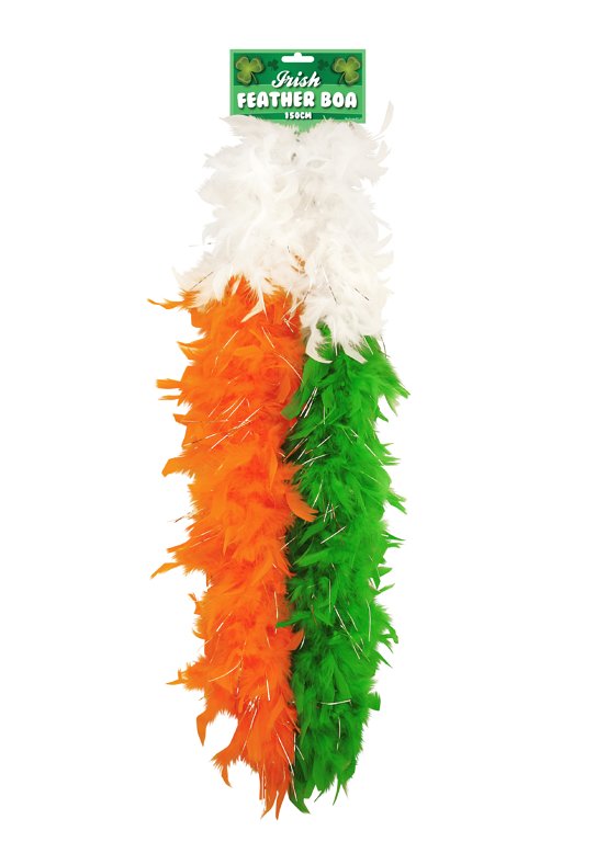 Irish Tricolour Feather Boa with Tinsel (150cm)