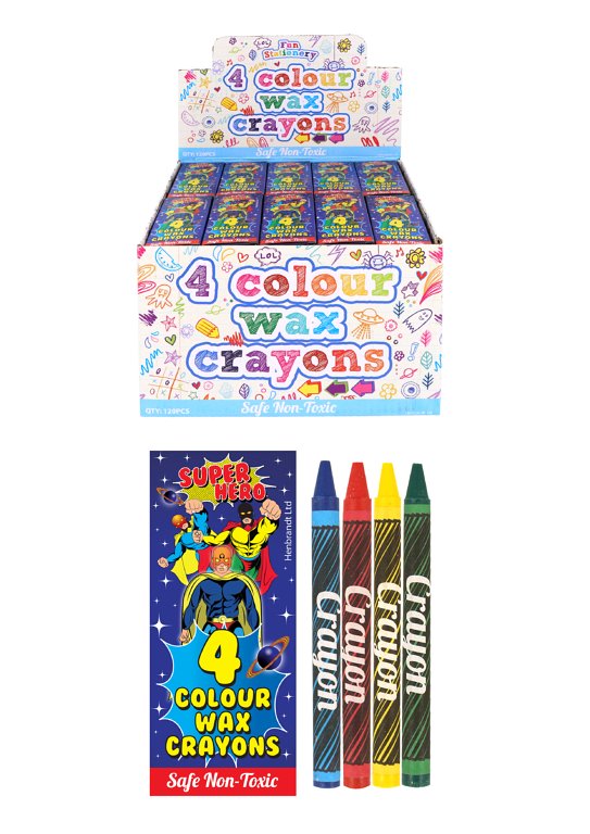 Superhero Wax Crayon Packs (8cm) 4pcs