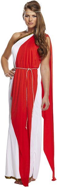Red Roman Lady (One Size) Adult Fancy Dress Costume