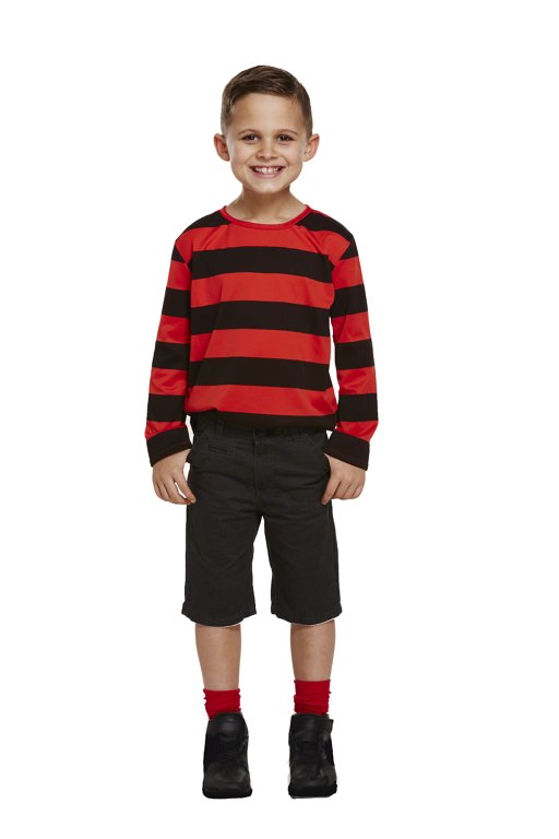 Children's Red/Black Striped Top (Large / 10-12 Years)