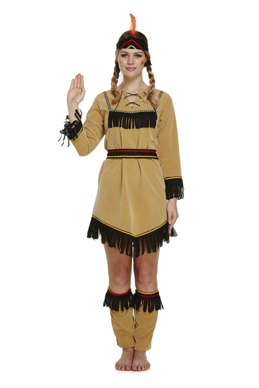 Deluxe American Indian Woman (One Size) Adult Fancy Dress Costume