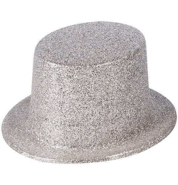 Silver Glitter Top Hat (Adult)